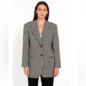 Versace Complice Gianni Womens Blazer 10 black white gingham vtg 90s jacket coat